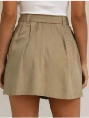 A New Day Tan Paperbag Waist Belted Mini Skirt L ✨ thumbnail 5
