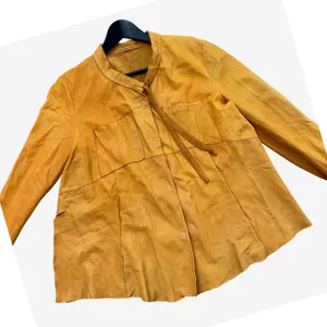 Transit Par Such Leather Jacket for Women Mustard Yellow Unlined Snap Tie Size 4 thumbnail 1
