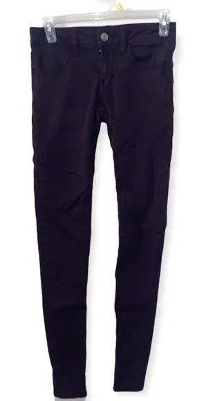 5/$30 🎈 American eagle outfitters women’s burgundy jeggings size 00 thumbnail 1