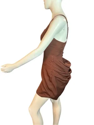 Wear Your Love Square Neck Draped Mini Dress Brown See Measurements NWT thumbnail 3