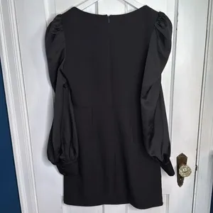 Lulus Longtime Crush Black Puff Shoulder Long Sleeve Mini Dress W1187 Sz S thumbnail 9