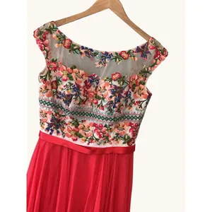 Sherri Hill Red Floral Embroidered Beaded Chiffon A-Line‎ Evening Gown Dress 10 thumbnail 4