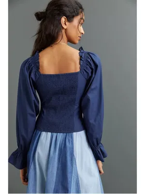 Anthropologie Puff-Sleeved Sweetheart Blouse Size XS thumbnail 7