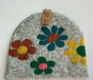 Natural Life Wool Blend Multicolor Floral Winter Hat Beanie Grey NEW NWT thumbnail 1