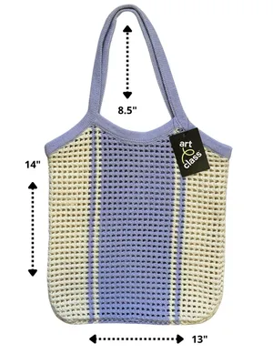 Art Class Girls Knit Tote Bag Purple Cream Summer Beach Vacation Chic thumbnail 6