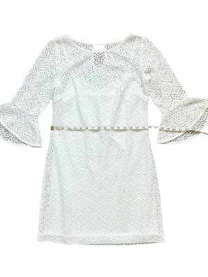Lilly Pulitzer Fontaine Classic Shift Flounce Bell Sleeve Lined Dress White Smal thumbnail 8