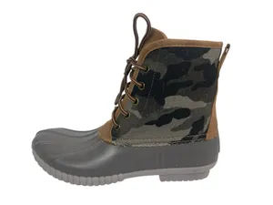 NWOT Marleylilly Gray Camo Camouflage Round Toe Lace Up Ankle Duck Boots Size 8 thumbnail 1
