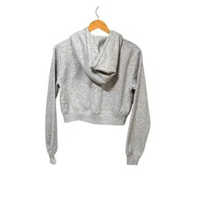 Refuge Fleece Womens Cropped Zip Up Hoodie Heather Gray XS 06-4016 thumbnail 2