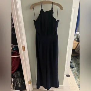 Anthropologie Adelyn Rae High Neck Navy Blue Jumpsuit thumbnail 5