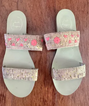 Jack Rogers Adair Pink Embellished Double-Strap Slide Sandals Size 8 thumbnail 1