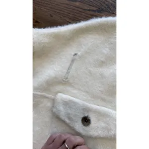 SHACI BLUE Ivory Fuzzy Trucker Sweater Jacket Oversized Distressed S Small 2655 thumbnail 8