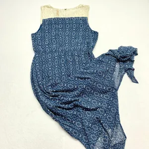Wrangler Boho Lace Yoke Maxi Dress Womens‎ Size M Blue Floral Western Sleeveless thumbnail 6