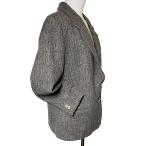 Vintage Academia Tweed Blazer Brown Herringbone‎ Haggar Women 14 thumbnail 2