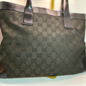 Gucci Black Tote Hand Bag with Iconic GG Design thumbnail 2