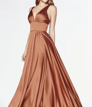 Cinderella Sienna Prom Dress V Neck Long Satin With Slit Formal Evening Sz(6) thumbnail 1