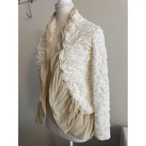 VTG Y2K Pete USA Ruche Ruffled Ivory Cardigan‎ Lagenlook Boho Festival Pirate XL thumbnail 3