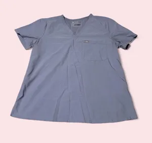 Figs Women's Short Sleeve V-Neck Scrub Top in Blue thumbnail 1