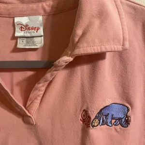VTG Womens Pink Coral Eeyore Disney Store Long Sleeve Polo‎ Size Large thumbnail 2