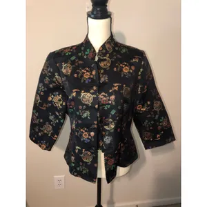 Fredericks of Hollywood Top Jacket Asian Design Damask Vintage 70s Jacket Black thumbnail 9