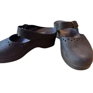 Mephisto Black Leather Mary Jane Comfort Clogs EU 39 US 8.5 9 Adjustable in EUC thumbnail 4