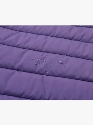 Women's Purple Quilted Down Coat with Faux Fur Hood thumbnail 7