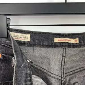 LEVI'S Premium Ribcage Straight Ankle Jean Wash Black Grey Denim 26 thumbnail 6