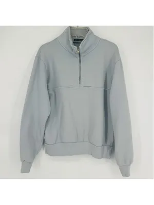 Brandy Melville Light Blue Half-Zip Sweatshirt One Size thumbnail 2