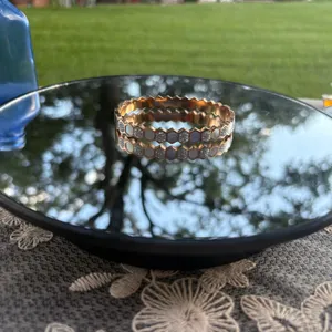 Rose Gold Hexagon Bracelet with Silver Accents thumbnail 6