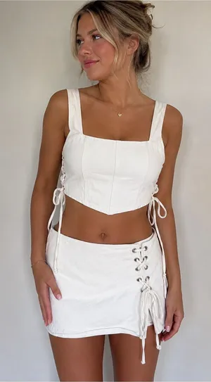 Altard state white denim set thumbnail 1