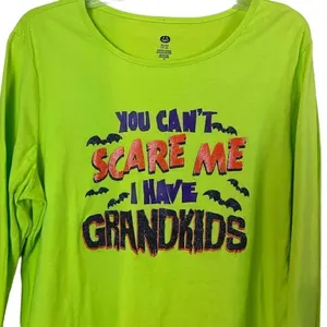 Halloween " You Can't Scare Me" Grandma Glitter Cotton Top Size XL thumbnail 2
