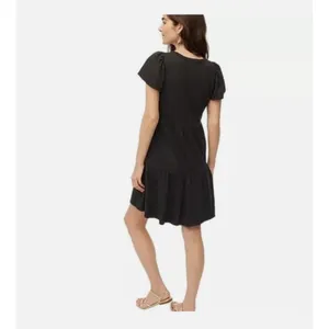 J.Crew Dress Womens Medium M Black Tiered Mini V-Neck Flutter Sleeve Sundress⁠ thumbnail 2