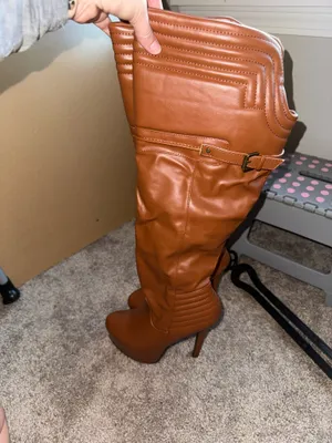 Jessilyn Brown Knee High Stiletto Boots Size 6.5-7 thumbnail 4