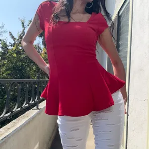 ❤️‍🔥 Hot Red Sculpted Peplum Top | Snatched Waist | Date Night / Going Out Core ❤️‍🔥 Small thumbnail 2