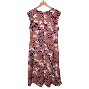 NWT Ann Taylor Factory Sheath Floral Midi Dress Brown Pink Black Size 10 Petite thumbnail 2