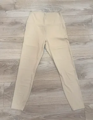 Poshdivah Beige High Waisted Workout Leggings Size M thumbnail 1