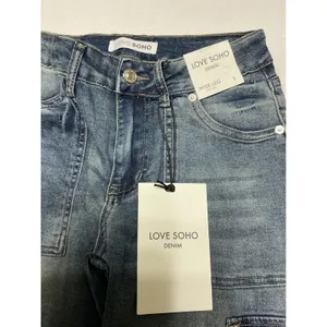 Love Soho Denim Jeans Womens 1 Wide Leg Low Rise Cargo Y2K Blue NWT thumbnail 3