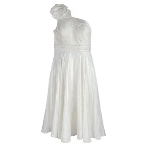 Mac Duggal Rosette One Shoulder Tea Length Dress White Size 12 thumbnail 4