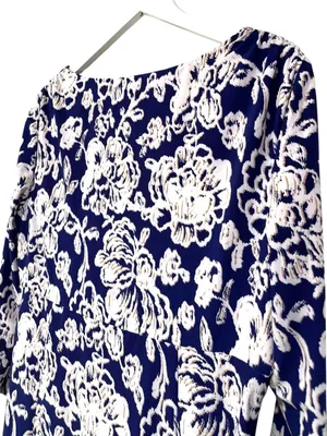 Lauren Ralph Lauren Blue White Floral Print Faux Wrap Dress Size 14 women’s thumbnail 8