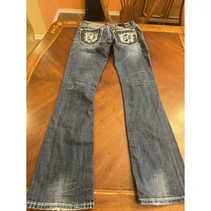 Miss Me Jeans, Women's Size 26, Blue, Denim, Gems Back Pocket, Flared thumbnail 3