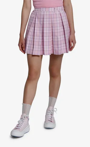 New with tags Medium Hot Topic Sweet Society Pink & Lavender Plaid Pleated Skirt thumbnail 1
