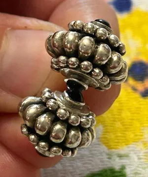 Silver plated earrings studs large thumbnail 1