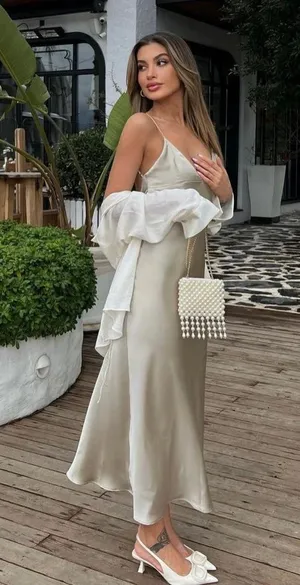 ZARA dress satin effect maxi midi slip on wedding party cocktail thumbnail 2