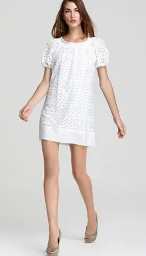 Max & Cleo Isabella Eyelet white mini Dress size‎ Medium thumbnail 1