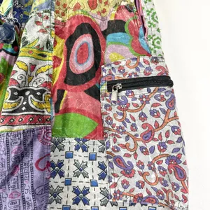 Blue Gecko Patchwork Shorts Size S/M Hippie Boho Cotton Cargo Pockets Festival thumbnail 6