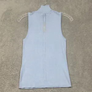 Madewell Top Womens Medium Merino Wool Silk Sweater Tank Mockneck Blue NS653 thumbnail 7