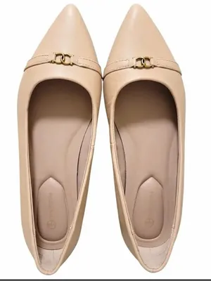 Giani Bernini Blush Nude Pointed-Toe Flats with Gold Hardware thumbnail 1