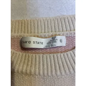 Altar’d State Women’s Cream Pink Bow Sweater Knit Top XL Coquette Oversized thumbnail 2