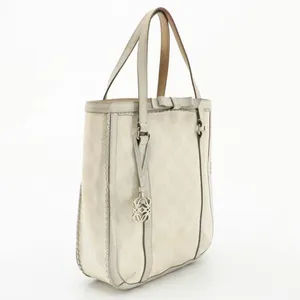 Loewe Taupe Anagram Pvc & Synthetic Leather Trim Tote Bag thumbnail 3