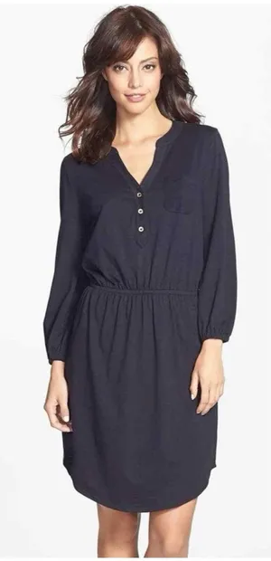 Lilly Pulitzer Beckett 100% Pima Cotton Shirt Dress Blue‎ Size Small thumbnail 1