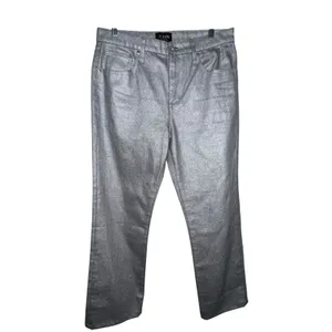 J.Crew Collection‎ Women's Straight Slouchy Jean Metallic Silver Size 28 BT619 thumbnail 3